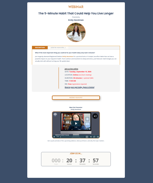Emily screen of website section